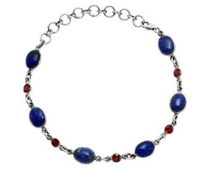 Lapis Lazuli and Garnet Bracelet EXB01314 B-1006, 7x9 mm