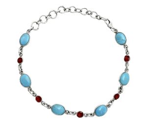 Sleeping Beauty Turquoise and Garnet Bracelet EXB01322 B-1006, 6x8 mm