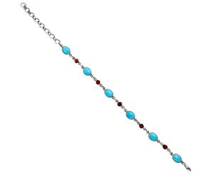 Sleeping Beauty Turquoise and Garnet Bracelet EXB01322 B-1006, 6x8 mm