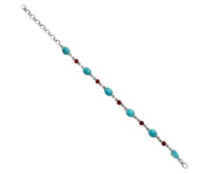 Sleeping Beauty Turquoise and Garnet Bracelet EXB01324 B-1006, 6x8 mm