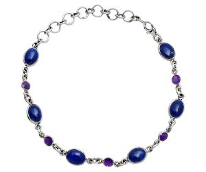 Lapis Lazuli and Amethyst Bracelet EXB01332 B-1006, 6x8 mm