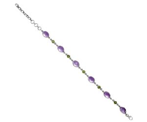 Amethyst Checker and Peridot Bracelet EXB01336 B-1006, 8x10 mm