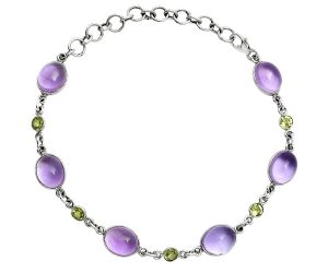 Amethyst Cab and Peridot Bracelet EXB01337 B-1006, 8x10 mm