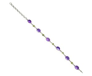 Amethyst Cab and Peridot Bracelet EXB01337 B-1006, 8x10 mm