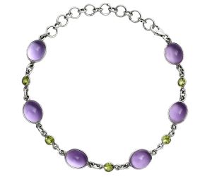 Amethyst Cab and Peridot Bracelet EXB01338 B-1006, 8x10 mm