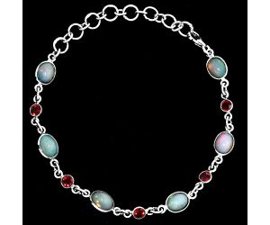 Ethiopian Opal and Garnet Bracelet EXB01345 B-1006, 6x8 mm