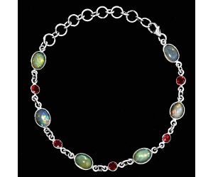 Ethiopian Opal and Garnet Bracelet EXB01346 B-1006, 6x8 mm