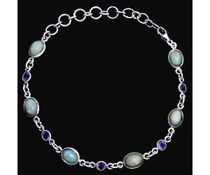 Ethiopian Opal and Amethyst Bracelet EXB01347 B-1006, 6x8 mm