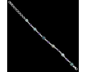 Ethiopian Opal and Amethyst Bracelet EXB01347 B-1006, 6x8 mm