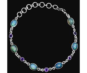 Ethiopian Opal and Amethyst Bracelet EXB01348 B-1006, 6x8 mm