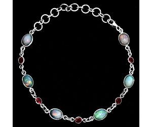 Ethiopian Opal and Garnet Bracelet EXB01349 B-1006, 6x8 mm