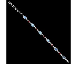 Rainbow Moonstone and Garnet Bracelet EXB01351 B-1006, 7x9 mm