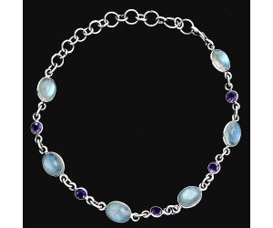 Rainbow Moonstone and Amethyst Bracelet EXB01354 B-1006, 6x8 mm