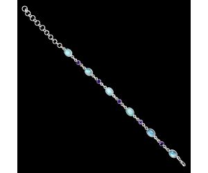 Rainbow Moonstone and Amethyst Bracelet EXB01354 B-1006, 6x8 mm