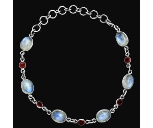 Rainbow Moonstone and Garnet Bracelet EXB01357 B-1006, 7x9 mm