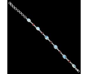 Rainbow Moonstone and Garnet Bracelet EXB01357 B-1006, 7x9 mm