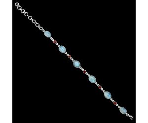 Rainbow Moonstone and Garnet Bracelet EXB01359 B-1006, 8x10 mm