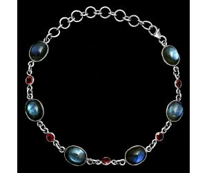 Blue Labradorite and Garnet Bracelet EXB01361 B-1006, 8x10 mm