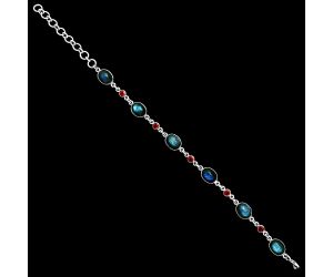 Blue Labradorite and Garnet Bracelet EXB01361 B-1006, 8x10 mm