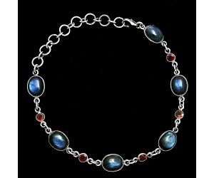 Blue Labradorite and Garnet Bracelet EXB01362 B-1006, 8x10 mm