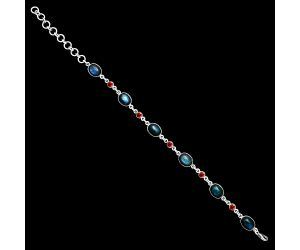 Blue Labradorite and Garnet Bracelet EXB01362 B-1006, 8x10 mm