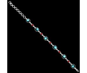 Blue Labradorite and Garnet Bracelet EXB01363 B-1006, 8x8 mm