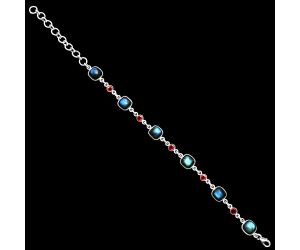 Blue Labradorite and Garnet Bracelet EXB01364 B-1006, 8x8 mm