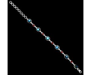 Blue Labradorite and Garnet Bracelet EXB01365 B-1006, 8x8 mm