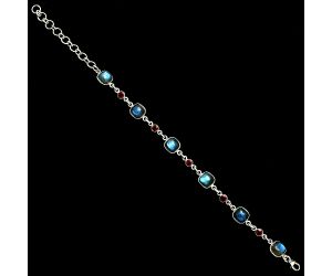 Blue Labradorite and Garnet Bracelet EXB01366 B-1006, 8x8 mm