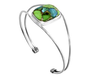 Blue Turquoise In Green Mohave Cuff Bangle Bracelet EXB01375 B-1013, 17x20 mm