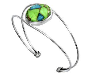 Blue Turquoise In Green Mohave Cuff Bangle Bracelet EXB01430 B-1013, 17x20 mm