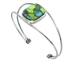 Blue Turquoise In Green Mohave Cuff Bangle Bracelet EXB01433 B-1013, 17x20 mm