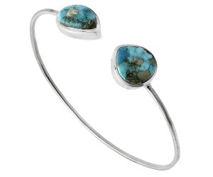 Kingman Turquoise With Pyrite Cuff Bangle Bracelet EXB01443 B-1004, 10x15 mm