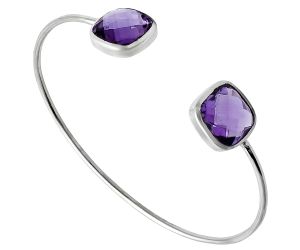 Amethyst Checker Briolette Cuff Bangle Bracelet EXB01451 B-1004, 13x13 mm