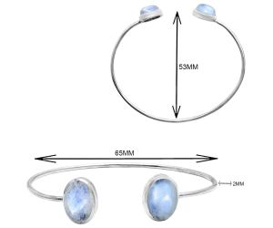 Rainbow Moonstone Cuff Bangle Bracelet EXB01455 B-1004, 10x14 mm