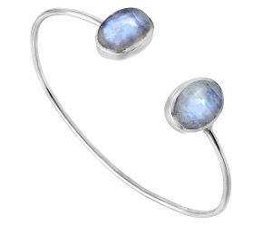 Rainbow Moonstone Cuff Bangle Bracelet EXB01456 B-1004, 10x14 mm