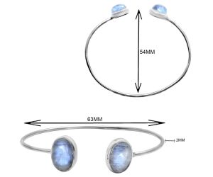 Rainbow Moonstone Cuff Bangle Bracelet EXB01456 B-1004, 10x14 mm