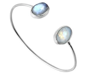 Rainbow Moonstone Cuff Bangle Bracelet EXB01457 B-1004, 10x14 mm