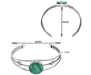 Malachite Eye Cuff Bangle Bracelet EXB01459 B-1012, 18x18 mm