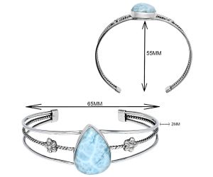 Larimar (Dominican Republic) Cuff Bangle Bracelet EXB01462 B-1012, 17x23 mm