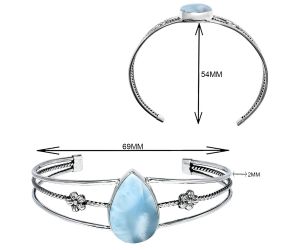 Larimar (Dominican Republic) Cuff Bangle Bracelet EXB01464 B-1012, 16x24 mm