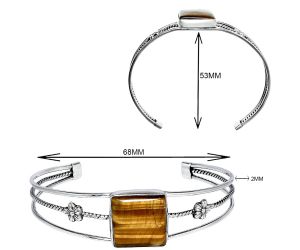 Tiger Eye Cuff Bangle Bracelet EXB01468 B-1012, 18x18 mm