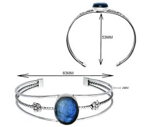 Blue Fire Labradorite Cuff Bangle Bracelet EXB01474 B-1012, 15x20 mm