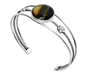 Blue Tiger Eye Cuff Bangle Bracelet EXB01482 B-1012, 19x19 mm