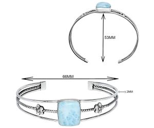 Larimar (Dominican Republic) Cuff Bangle Bracelet EXB01484 B-1012, 14x17 mm