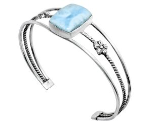 Larimar (Dominican Republic) Cuff Bangle Bracelet EXB01486 B-1012, 15x18 mm