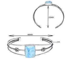 Larimar (Dominican Republic) Cuff Bangle Bracelet EXB01486 B-1012, 15x18 mm