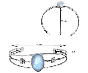 Rainbow Moonstone Cuff Bangle Bracelet EXB01489 B-1012, 15x21 mm