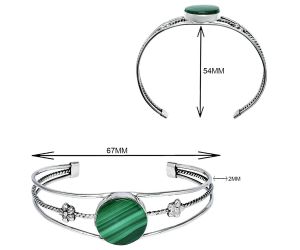 Malachite Eye Cuff Bangle Bracelet EXB01501 B-1012, 18x18 mm