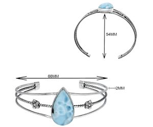 Larimar (Dominican Republic) Cuff Bangle Bracelet EXB01502 B-1012, 16x26 mm